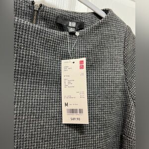 NEW Uniqlo Gray Houndstooth Ponte Dress